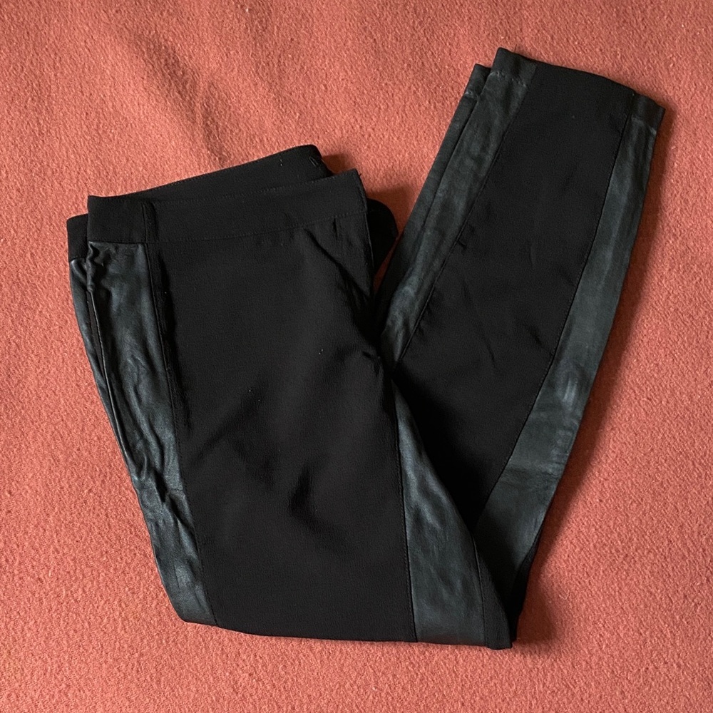 XOXO Women's Black Pants with Leather Details